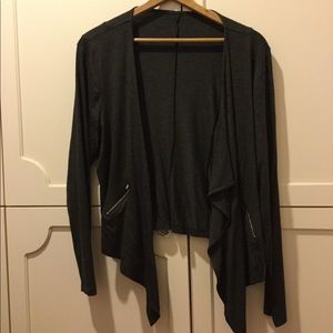 Grey Zipper Cardigan